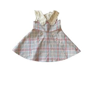 Janie & Jack Girls Plaid Dress 18-24 Months With Ruffled Collar & Button Details